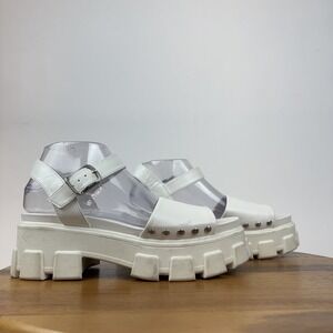 Womens Circus Sam Edelman Genevieve White Platform Lug Sole Sandals Size 8.5 M‎